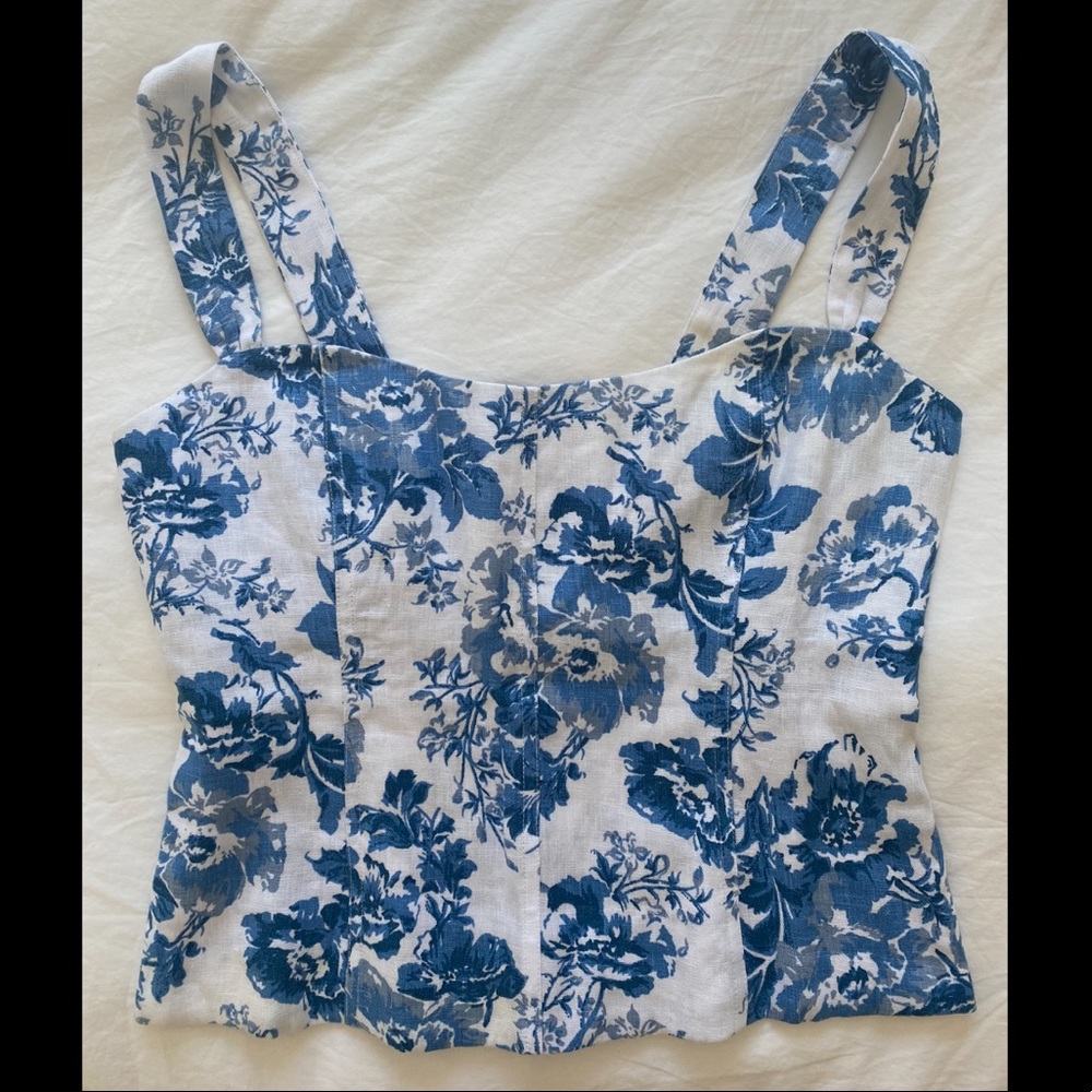NWOT REFORMATION FLORAL LINEN TOP SIZE 8